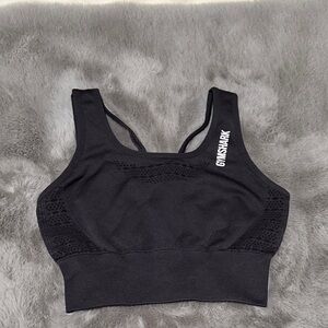 Gymshark XS Black Mesh Detail Sports Bra